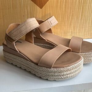 Sorel Cameron Platform slingback Tan Beige Platform Espadrille Sandals size 7.5
